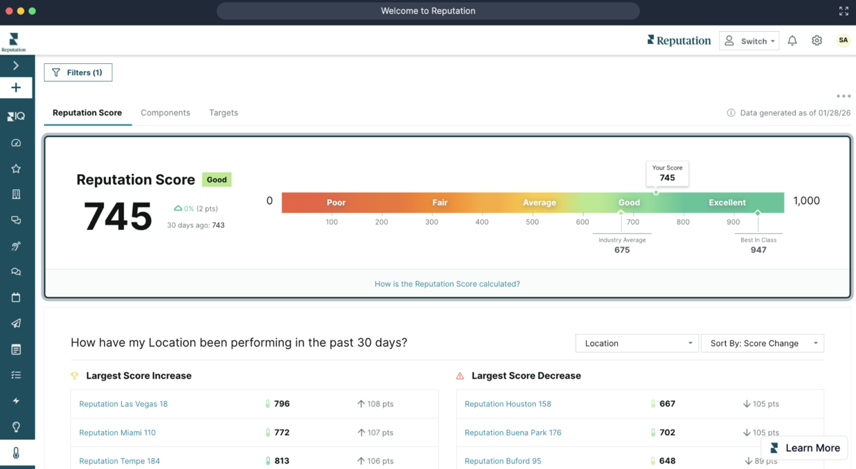 Reputation, our pick for the best review management software for enterprise multi-location conglomerates.