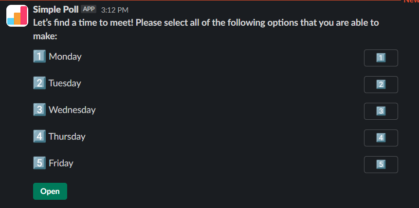 Simple Poll in Slack