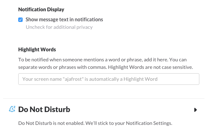 Slack Highlight words