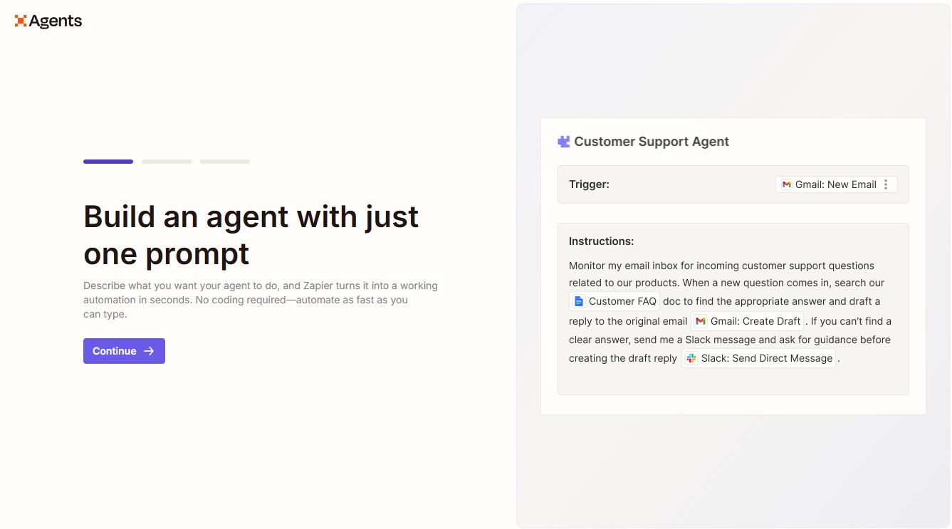 Building an AI agent with Zapier Agents