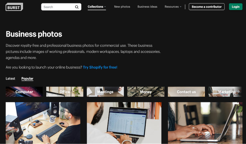 Burst, our pick for the best free stock photos site for eCommerce companies