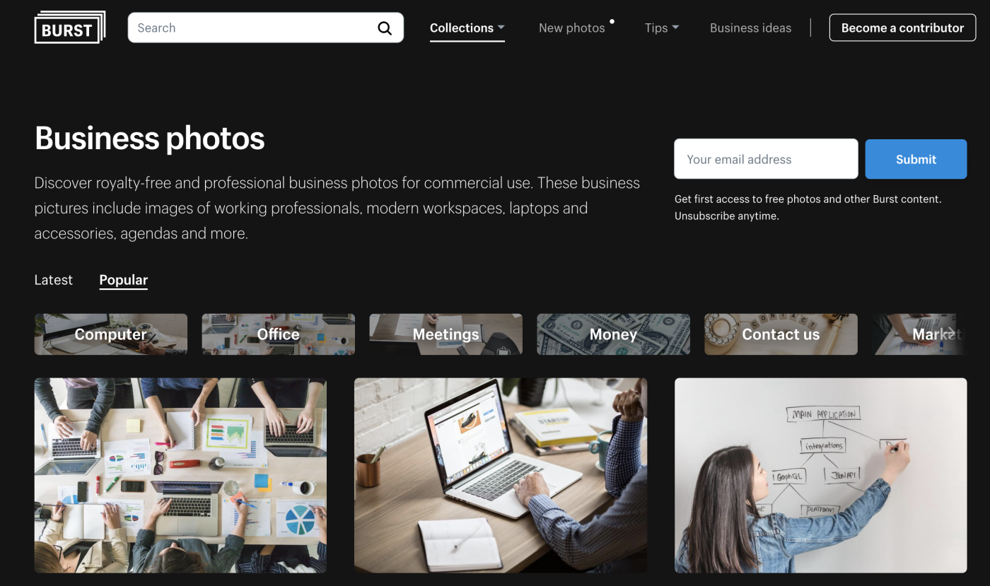 Burst, our pick for the best free stock photos site for eCommerce companies