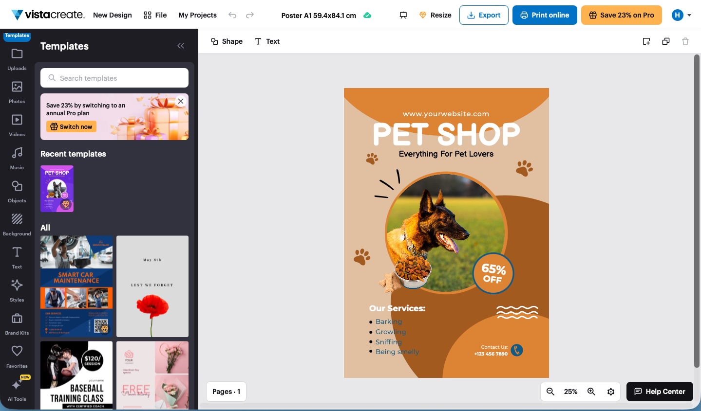 Vista Create, our pick for the best free social media and print design app
