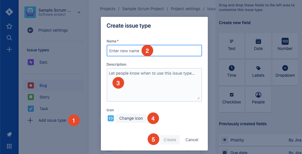 create issue type in Jira