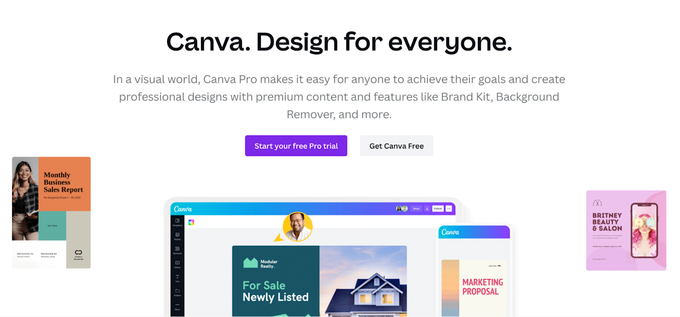 Secondary CTA on Canva's landing page