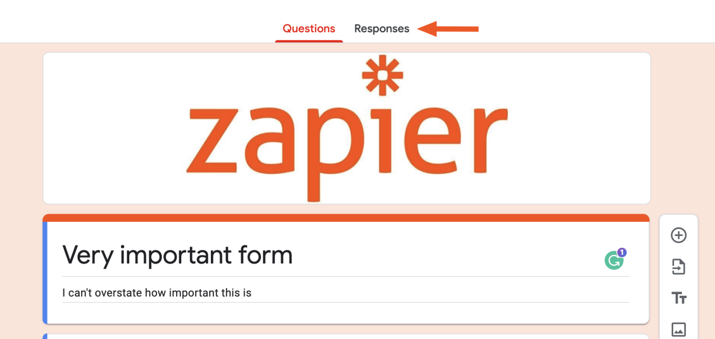 Responses tab in Google Forms