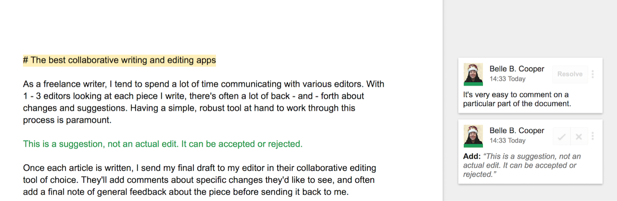 Google Docs comments