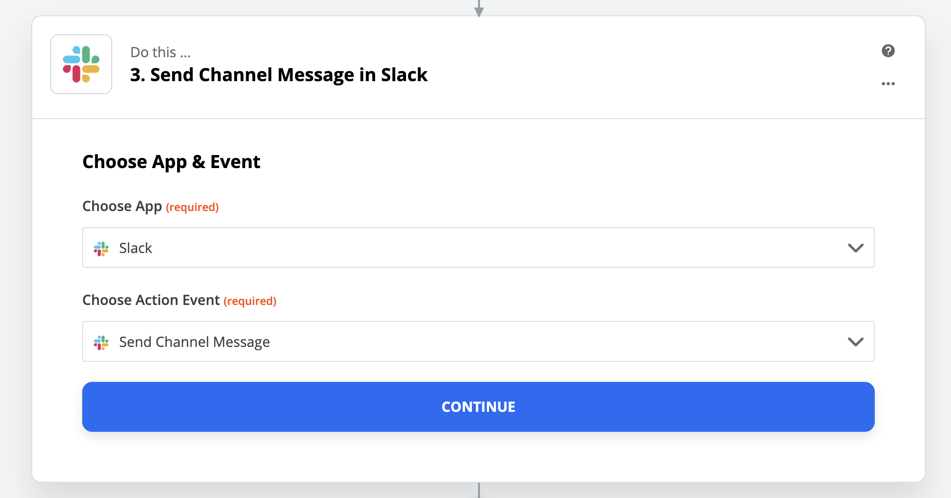 Creating a New Channel Message in Slack using Zapier