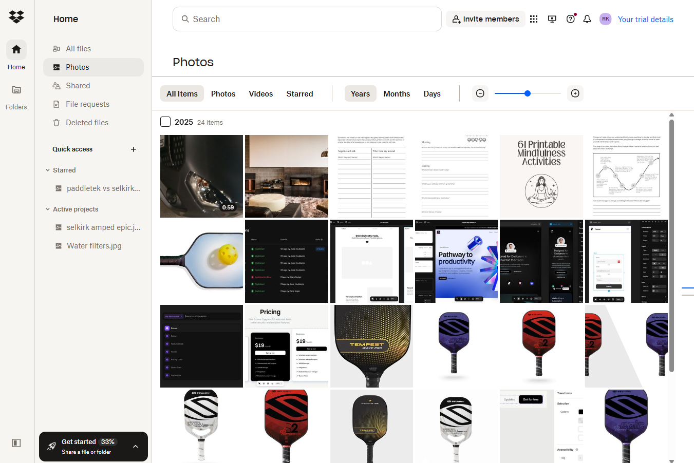 The Photos tab in Dropbox
