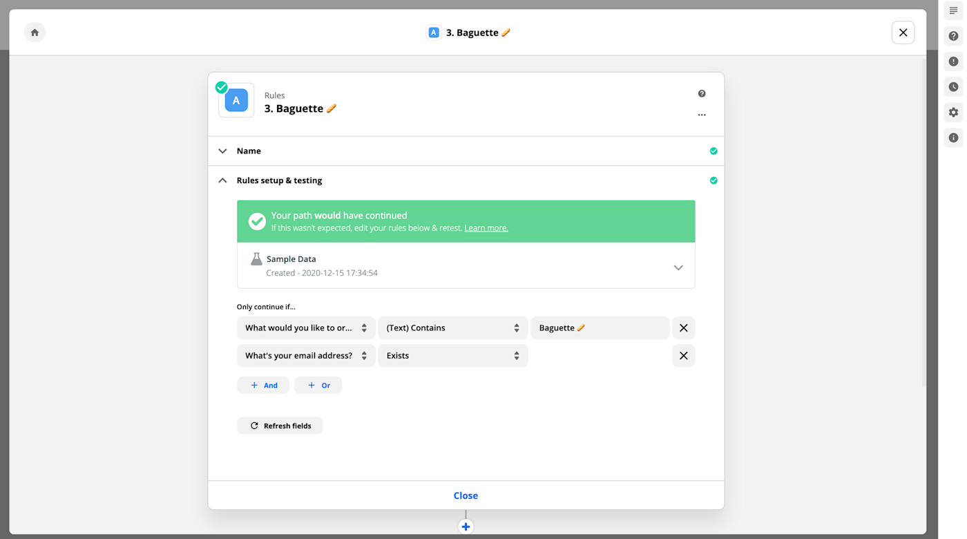 Test Zapier Path rules