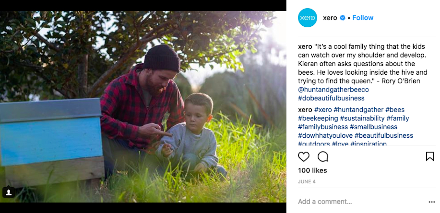 Xero Instagram post showing customer story