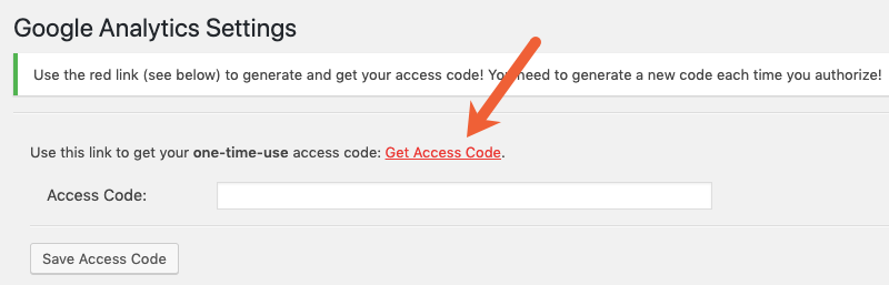 get Google Analytics access code