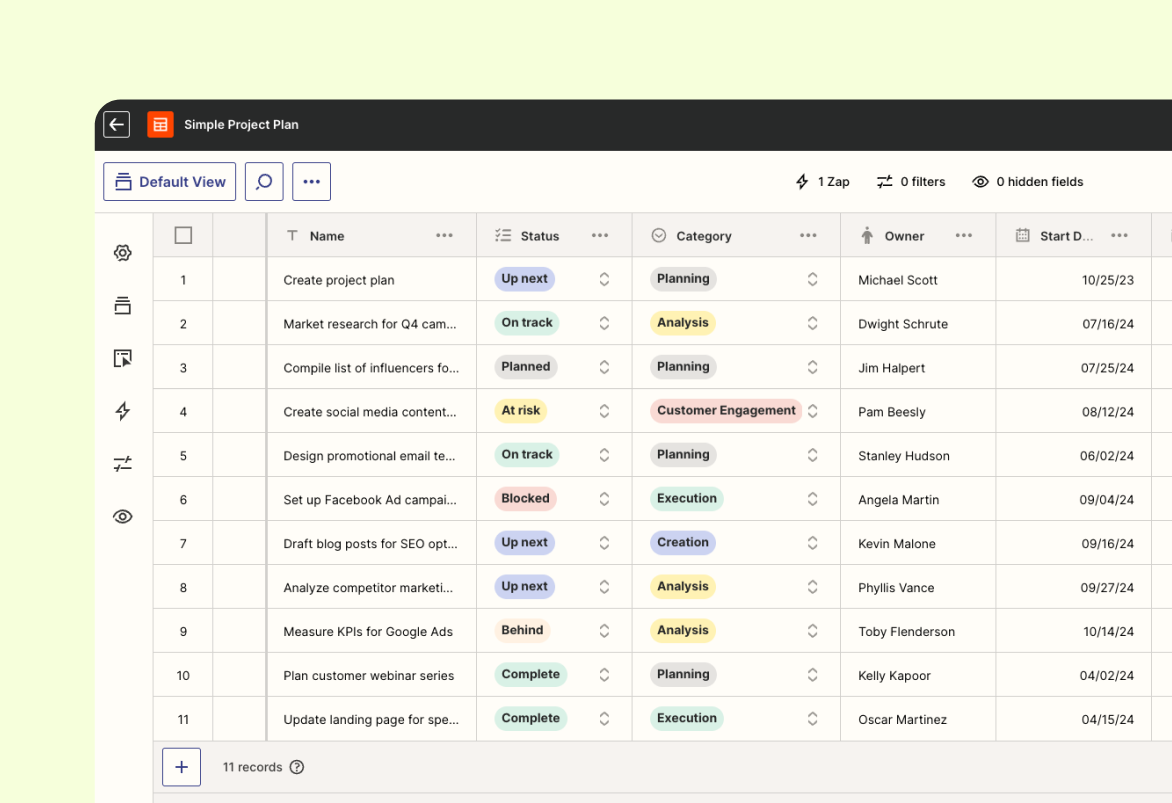 Zapier's project plan template
