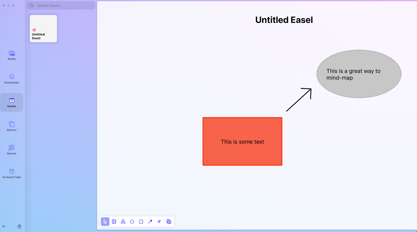 An easel in the Arc browser.