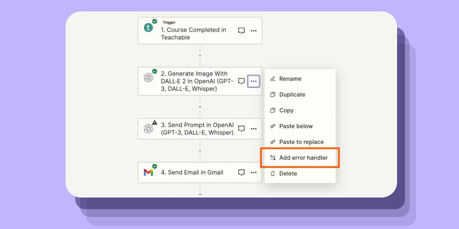 Hero of error handling feature within Zapier.