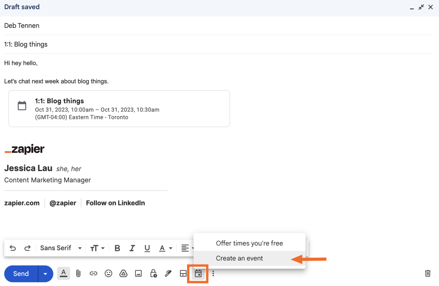 How to schedule a meeting from Gmail. 