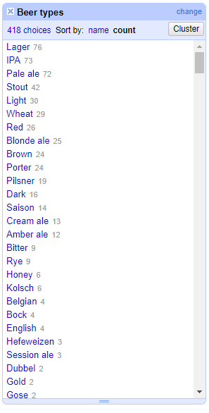 OpenRefine automated facet categories