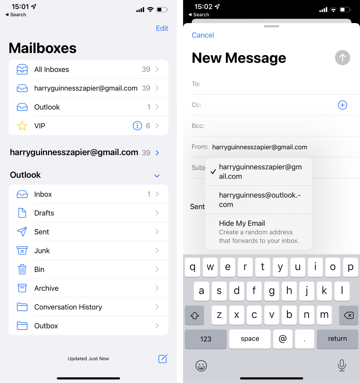 Managing multiple accounts on Apple Mail on an iPhone