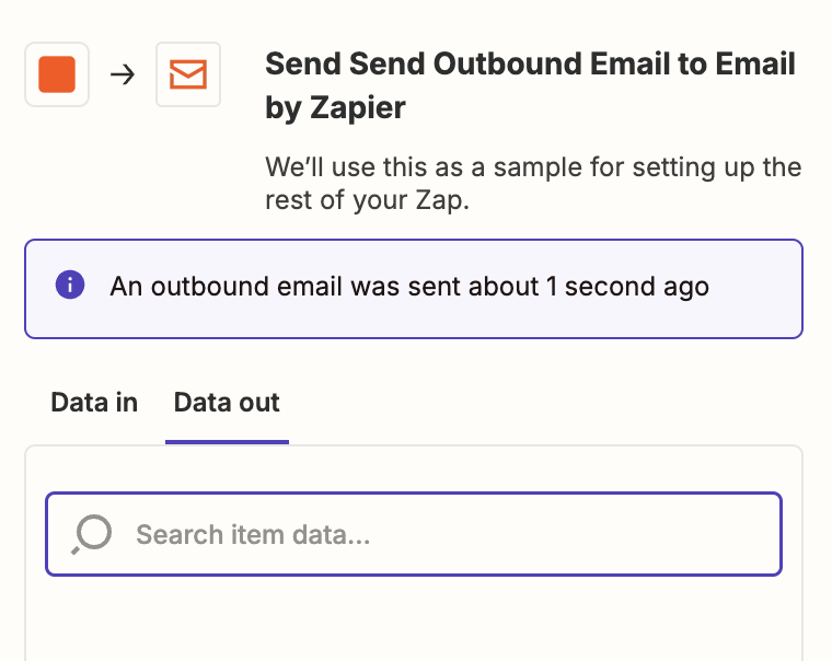 Screenshot of email by Zapier data out