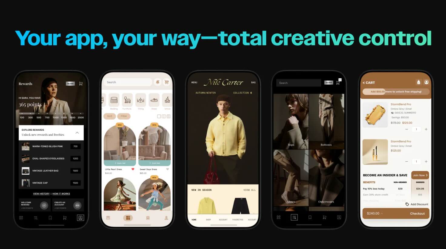 Tapcart, our pick for the best Shopify app for mobile app building