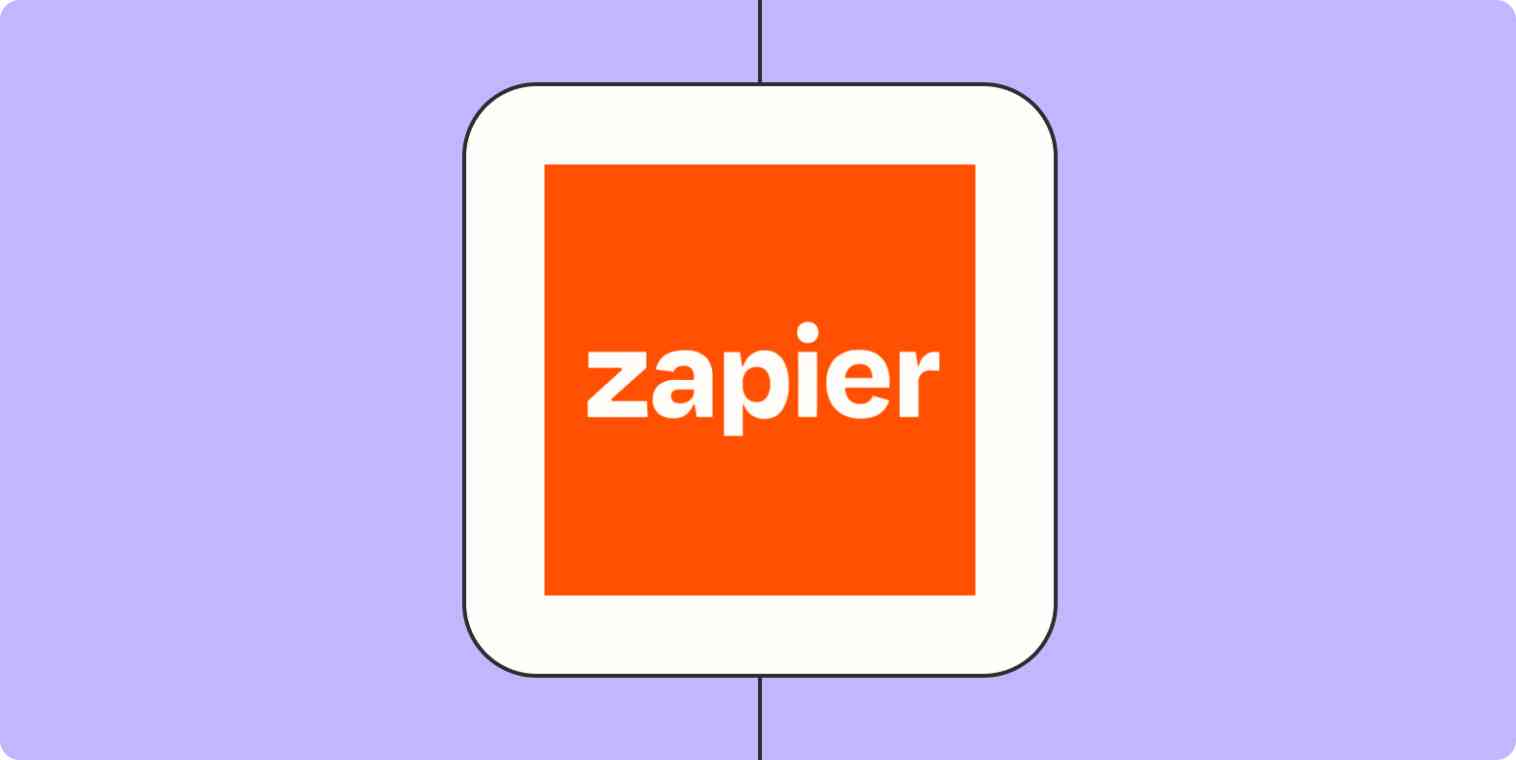 Screenshot of Zapier logo on a lilac background