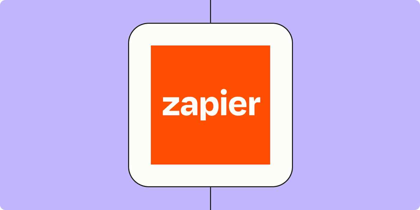 Screenshot of Zapier logo on a lilac background