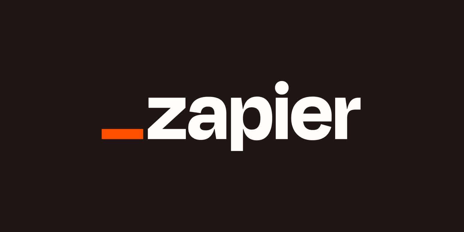 Screenshot of Zapier logo on a lilac background