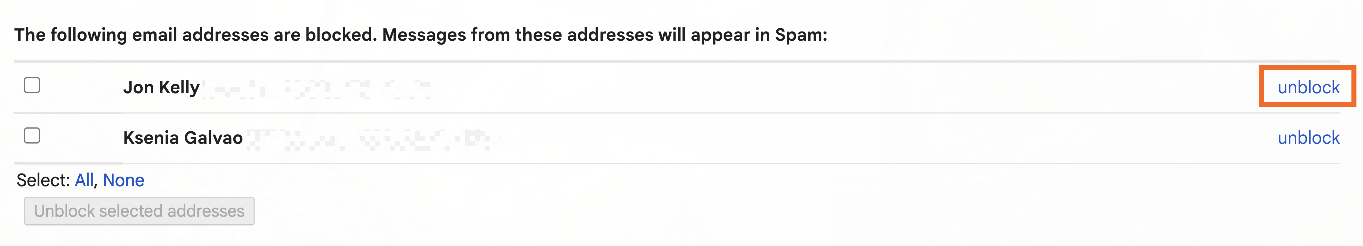 How to unblock a blocked sender in Gmail.