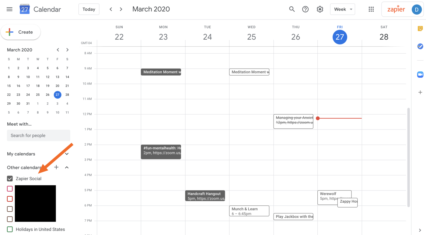Adding a calendar to the Zapier social calendar