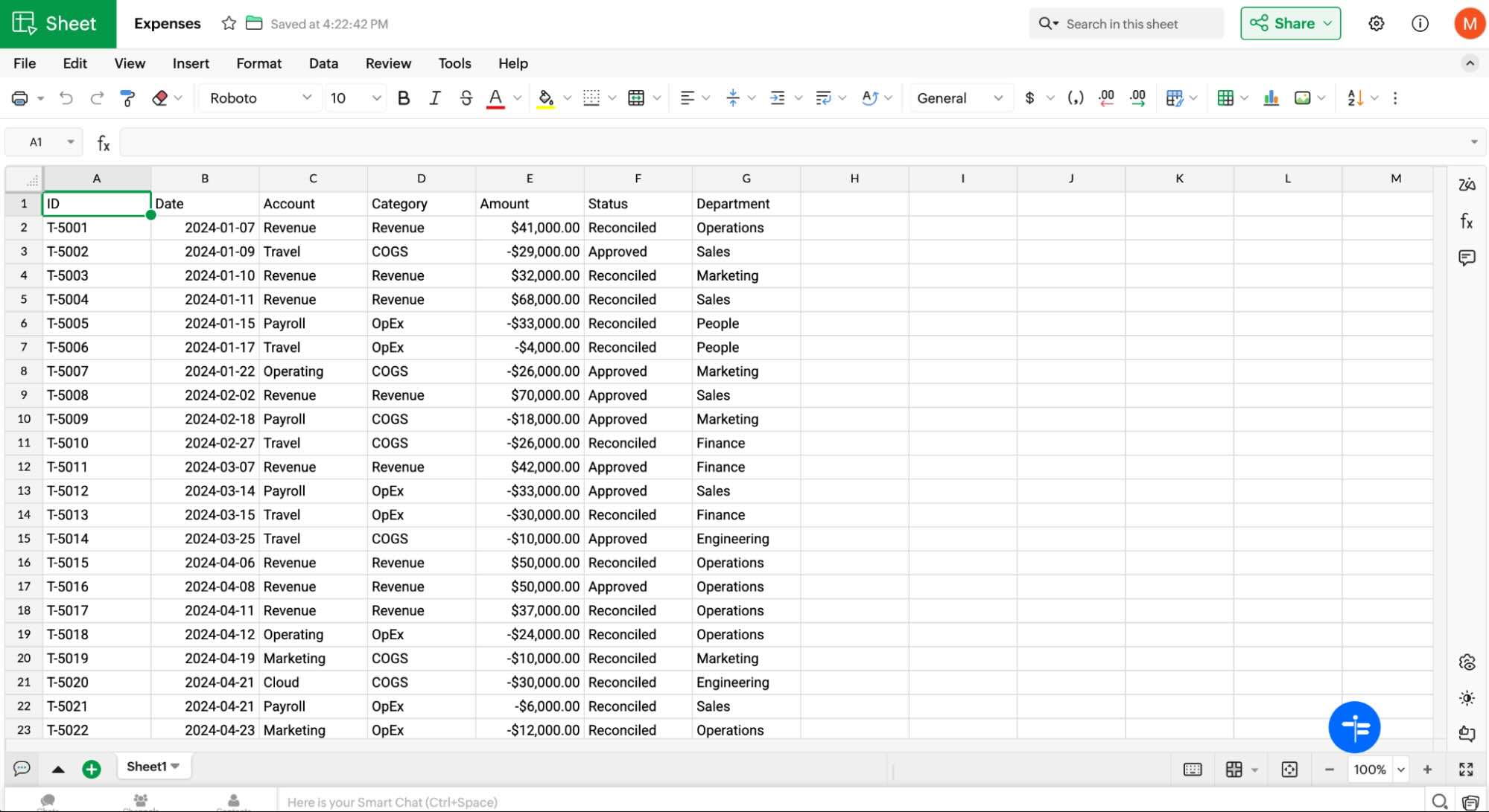 Zoho Sheet, our pick for the best free Excel alternative that's still feature-rich.