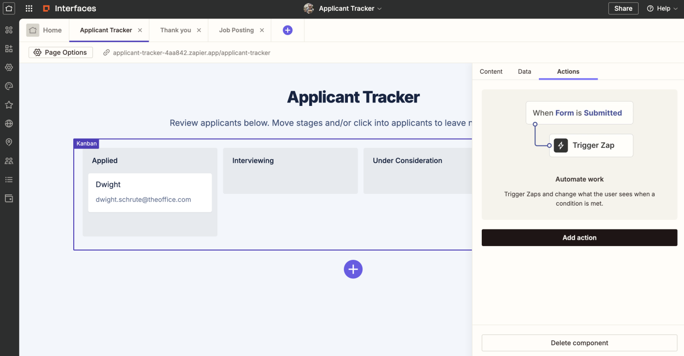 Interfaces, our pick for the best Kanban app for automation