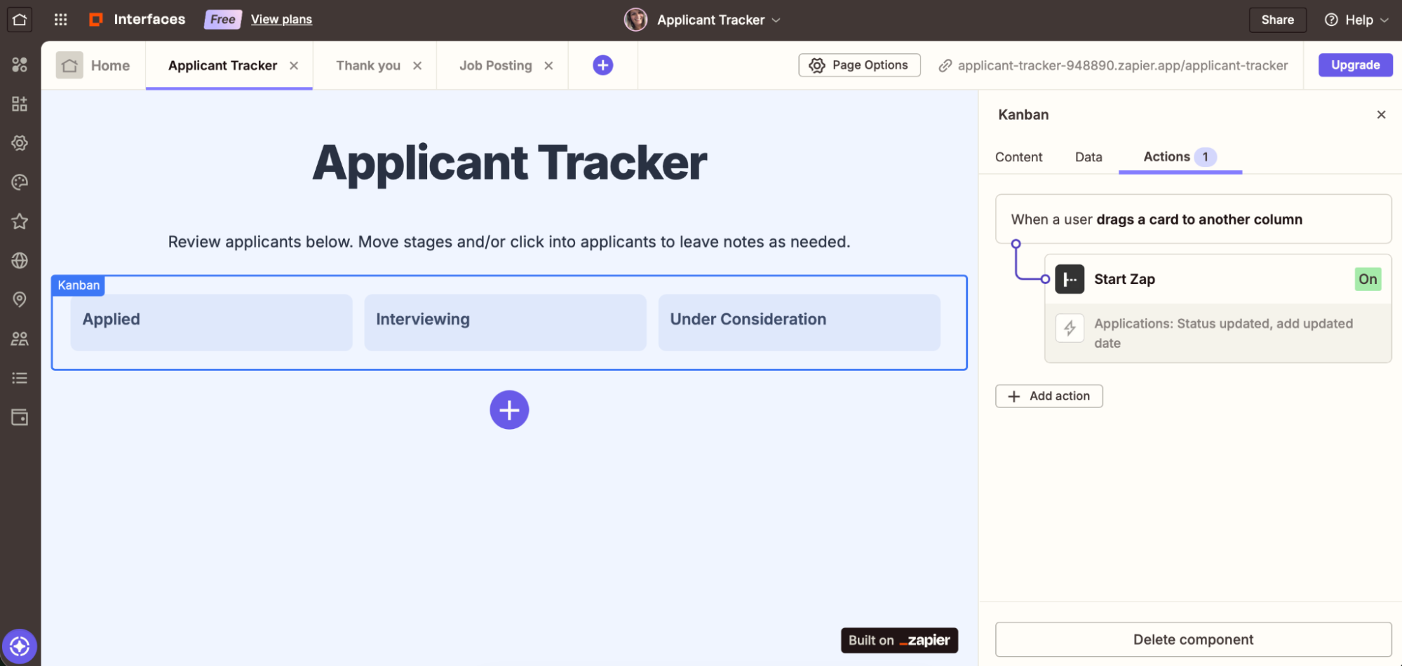 Interfaces, our pick for the best Kanban app for automation