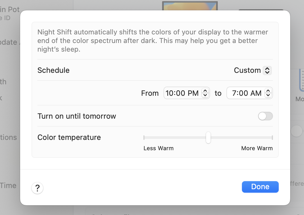Creating a schedule for your dark mode on Mac