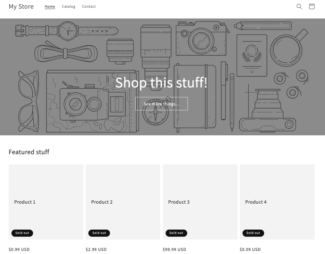Screenshot of Shopify's storefront.