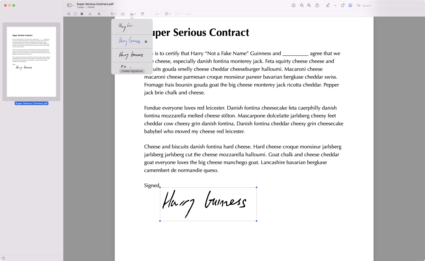 Preview, our pick for the best electronic signature app for occasionally signing documents on a Mac