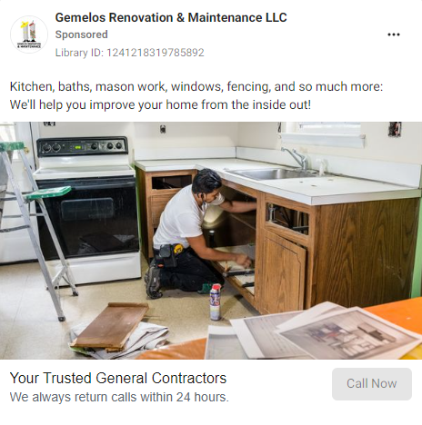 An add for general contractors