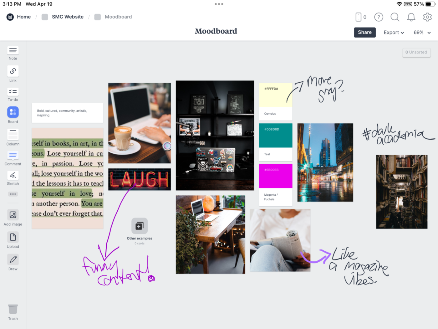 Milanote, our pick for the best iPad note taking app for creative project planning