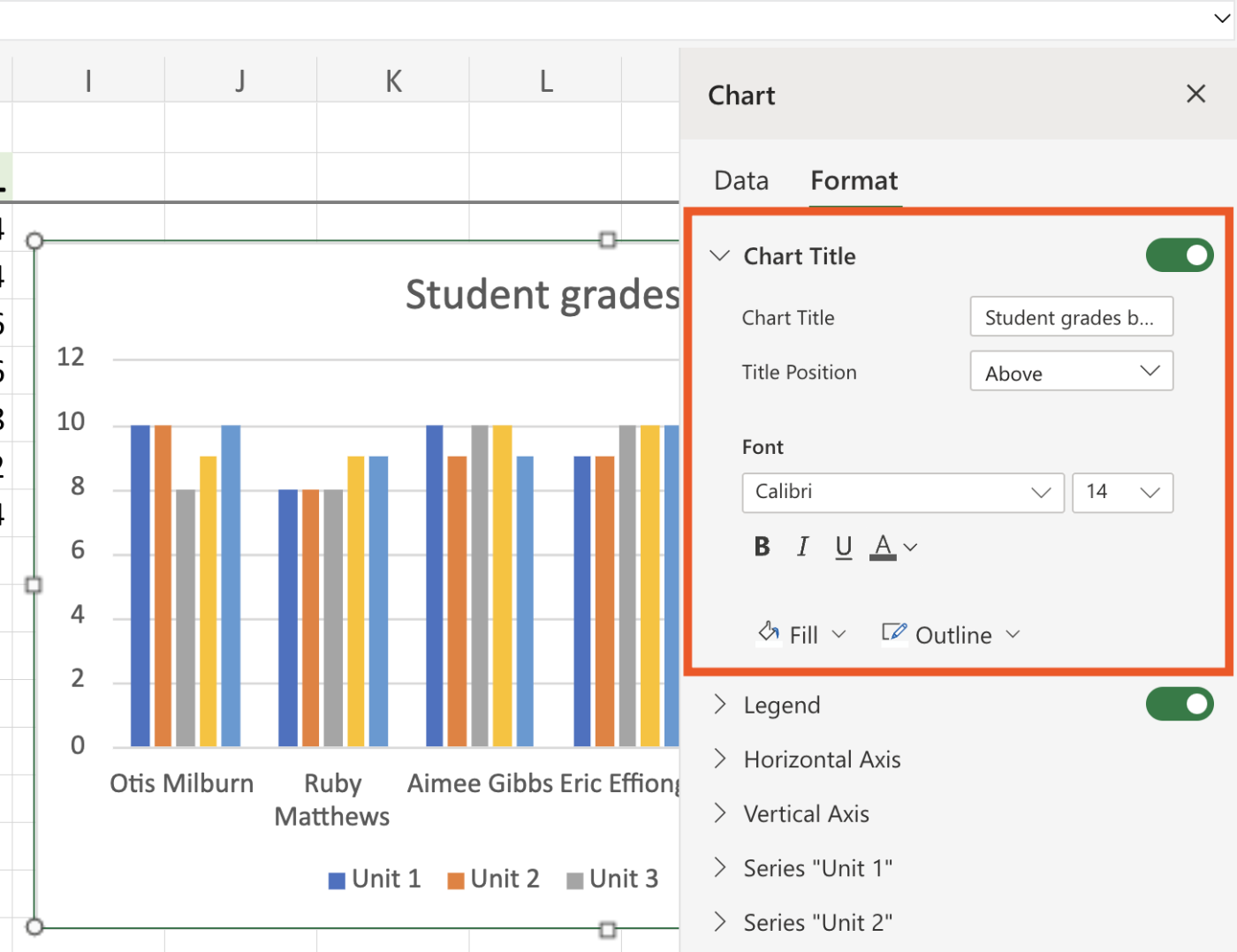 How to edit a chart in Excel using the chart format editor.