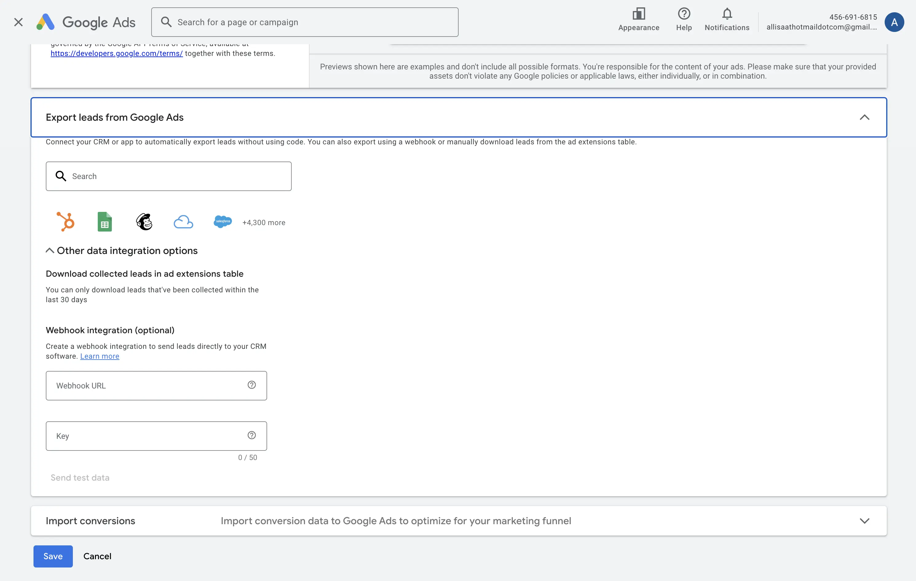 Google Ads Lead-Formular mit Zapier oder Webhook verbinden