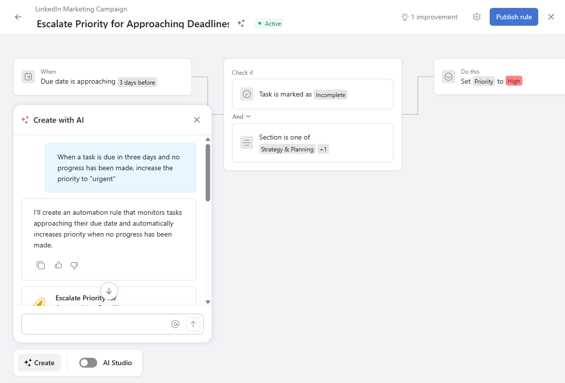 An automation in Asana