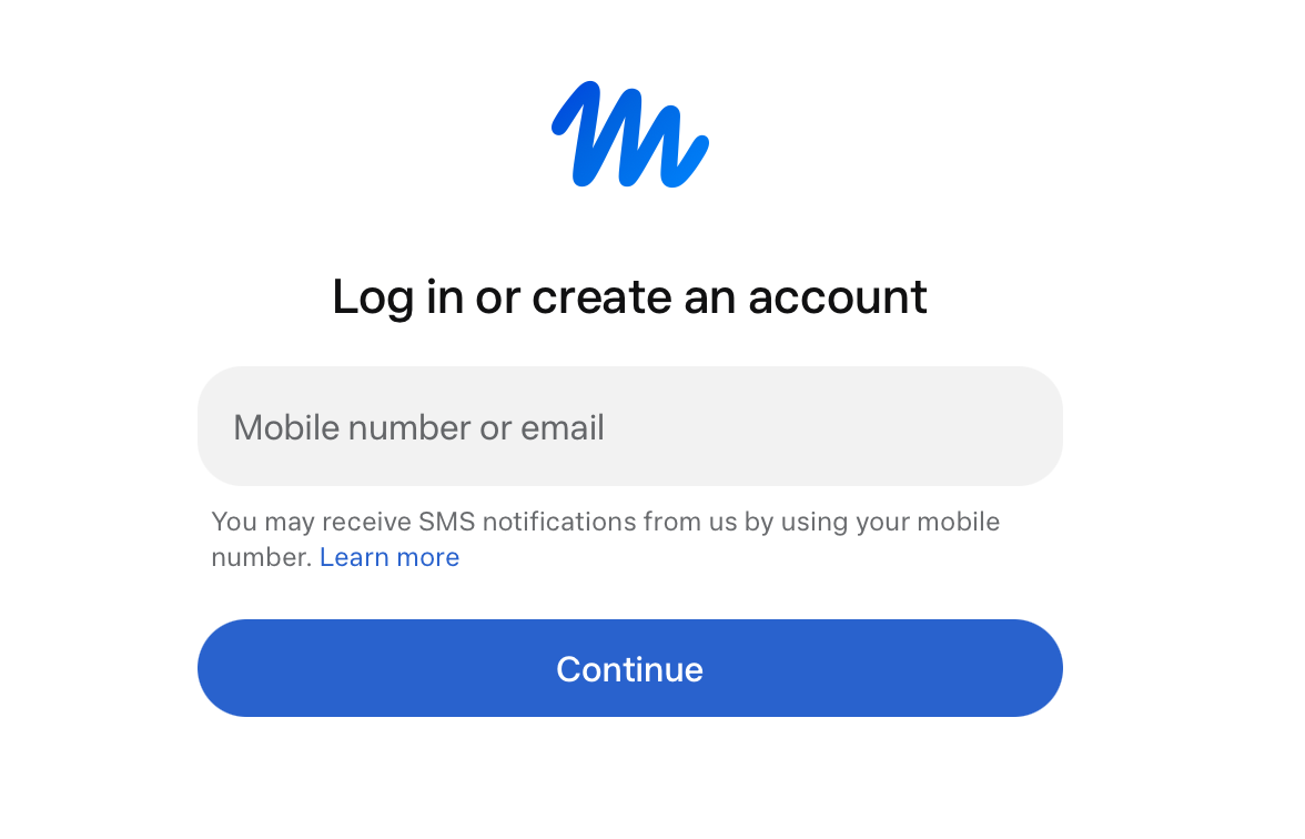 The prompt to log in or create an account on Meta