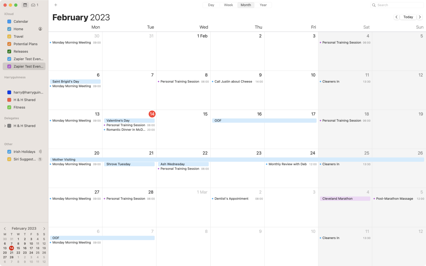 A screenshot of the built-in macOS calendar, our pick for the best free calendar app for Mac.