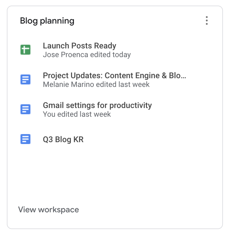 A priority workspace in Google Drive