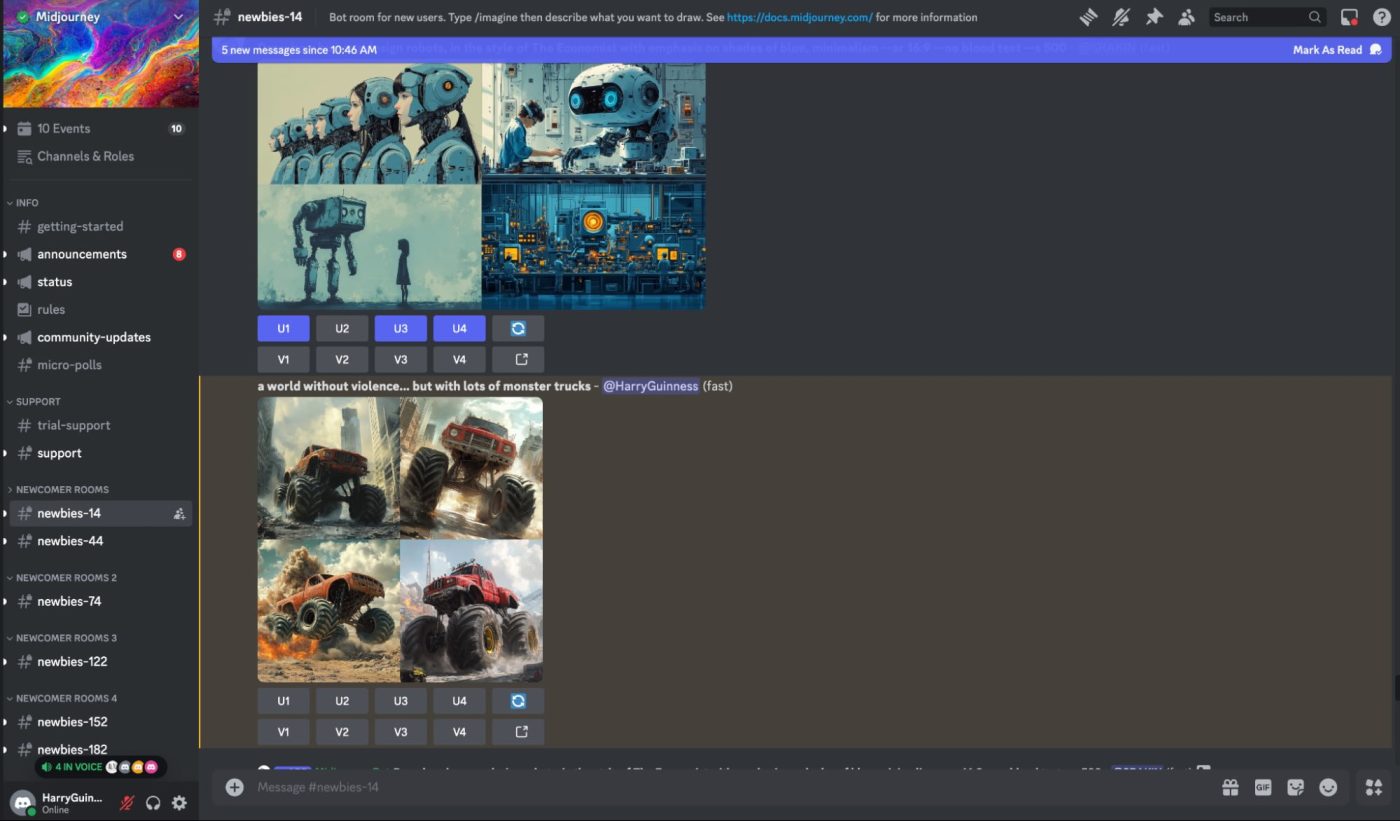 Using Midjourney in Discord