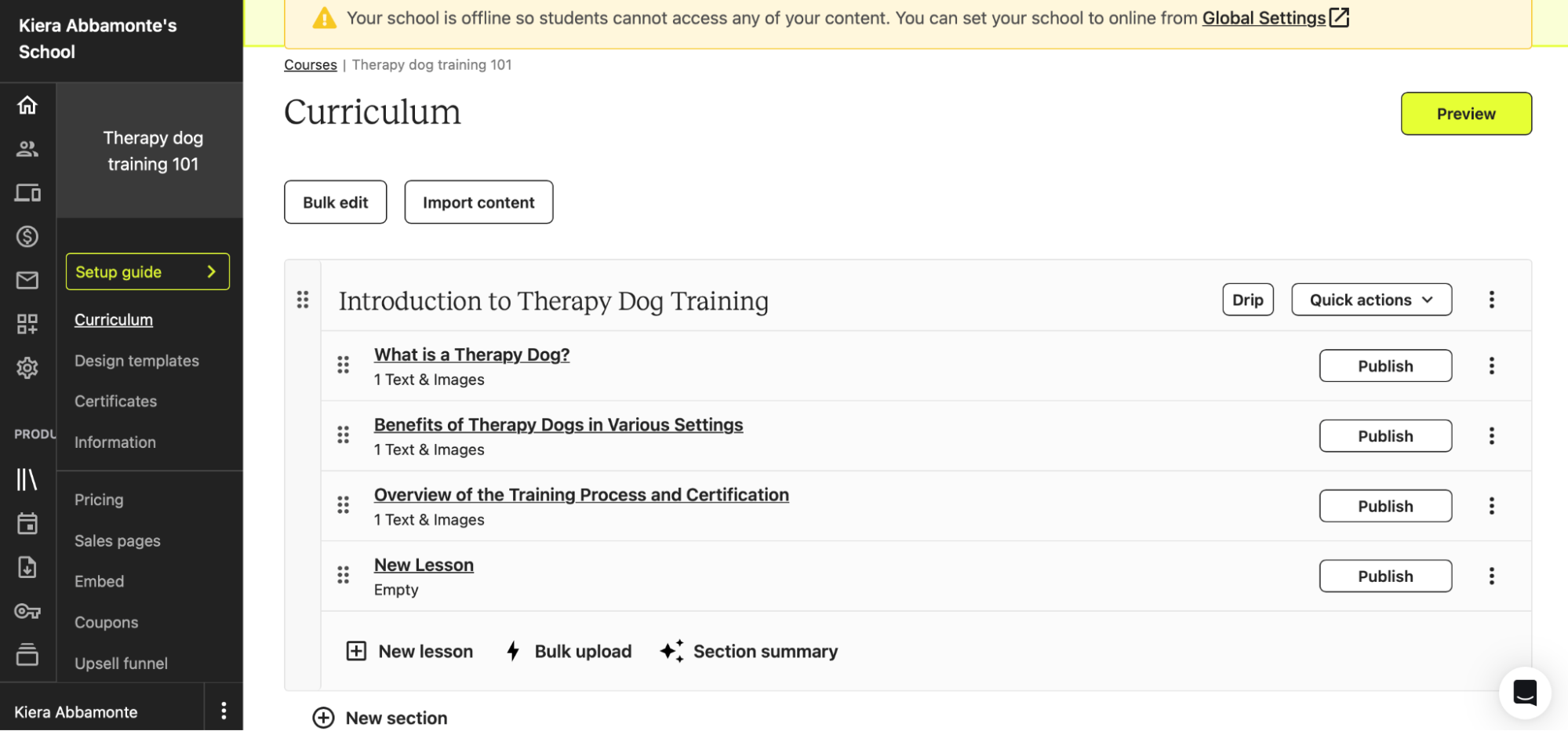 Teachable, our pick for the best online course creation software for building an online school with advanced marketing