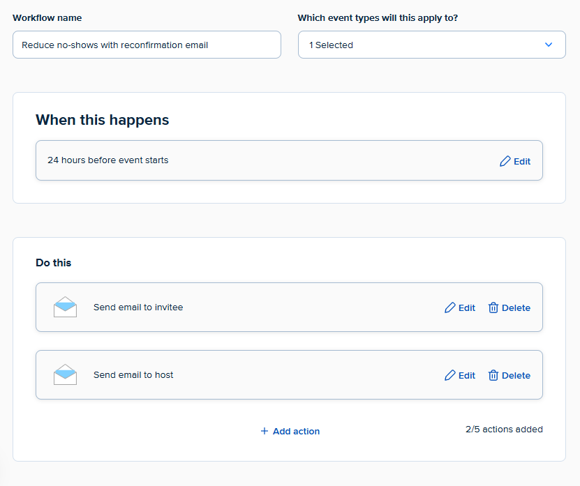 Creating your own workflow in Calendly