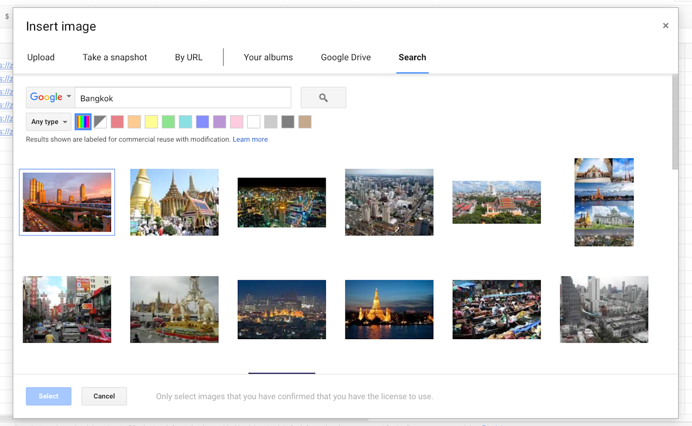 Google Images in Google Sheets