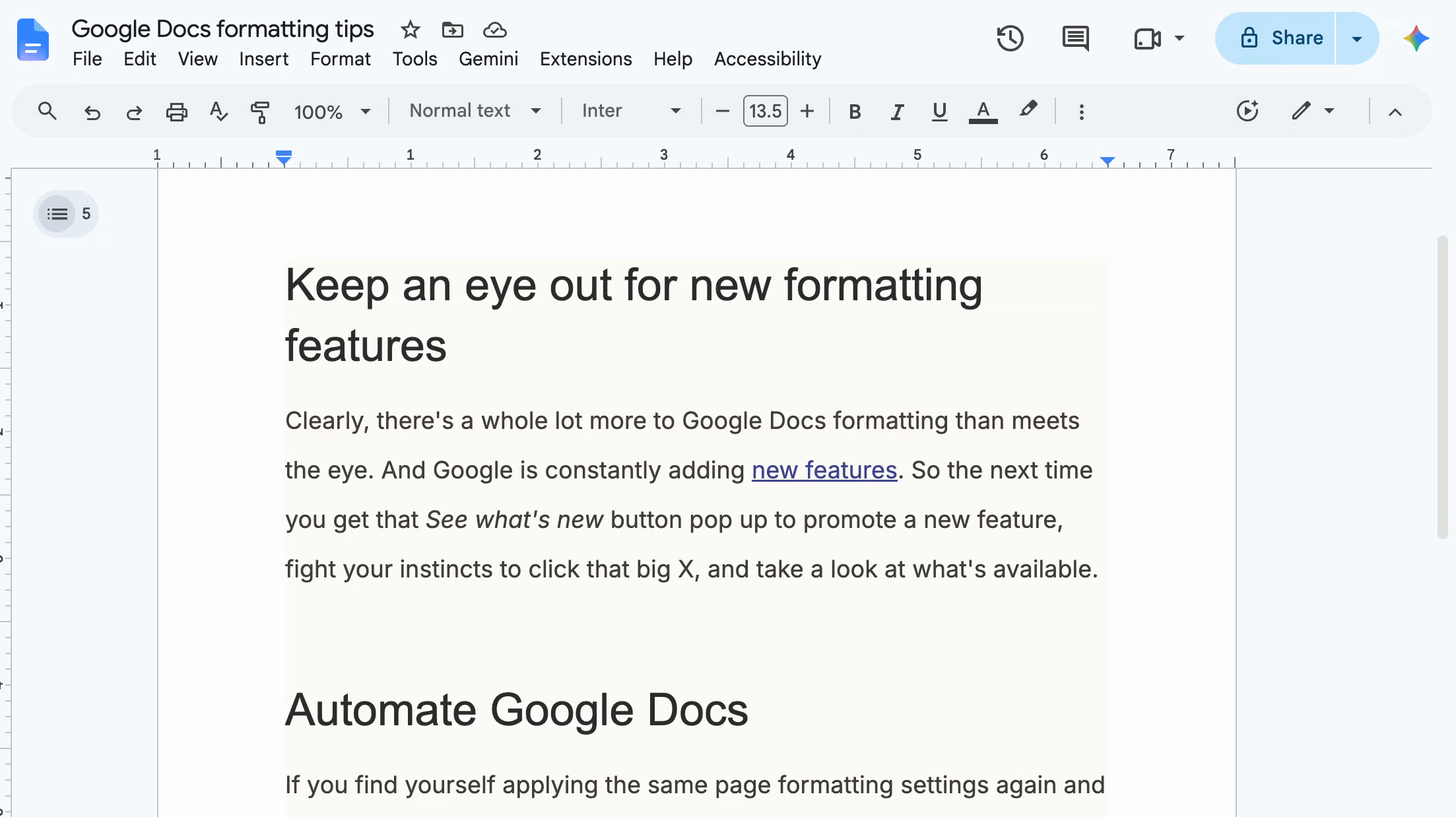 Démo de la façon de modifier la largeur d’un Google Doc à l’aide de la règle.