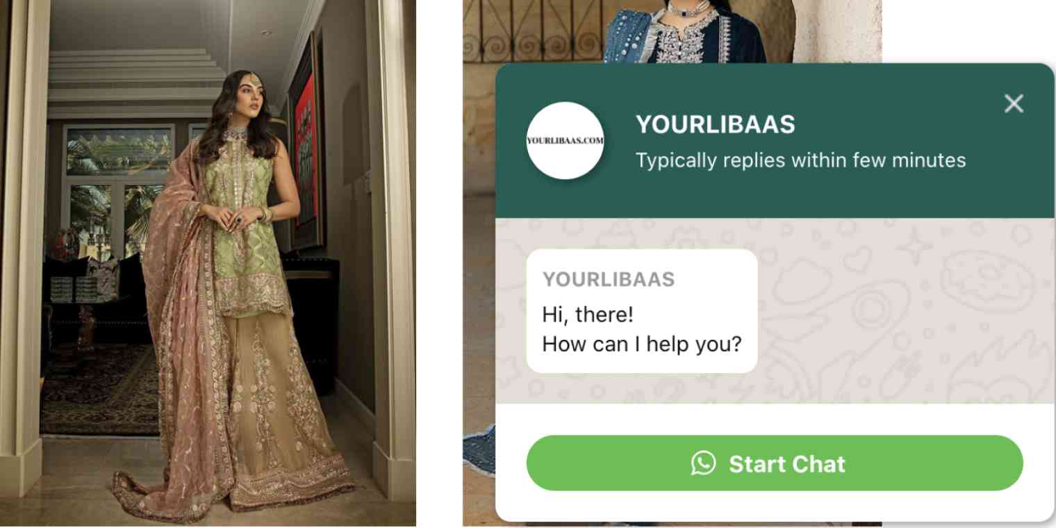 A screenshot of the YoutLibaas chatbot on their website
