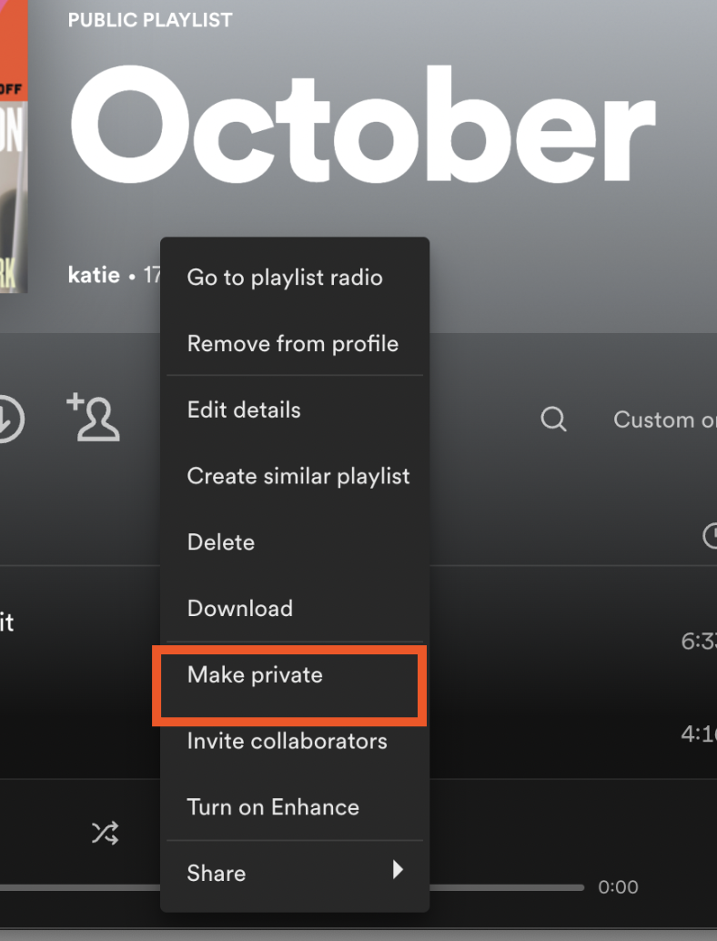 Make a playlist private on Spotify